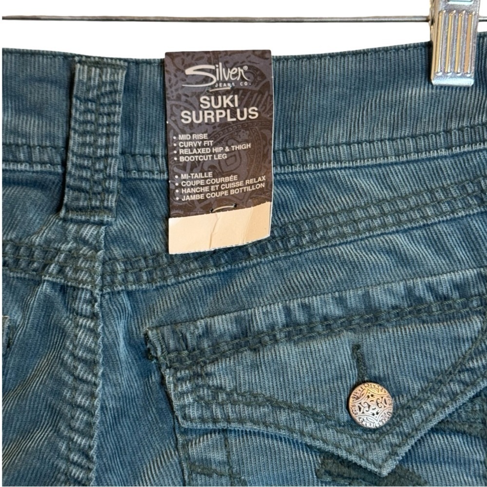 Silver Jeans Teal Courdoroy Bootcut Jeans NWT Size 26 - Picture 8 of 8